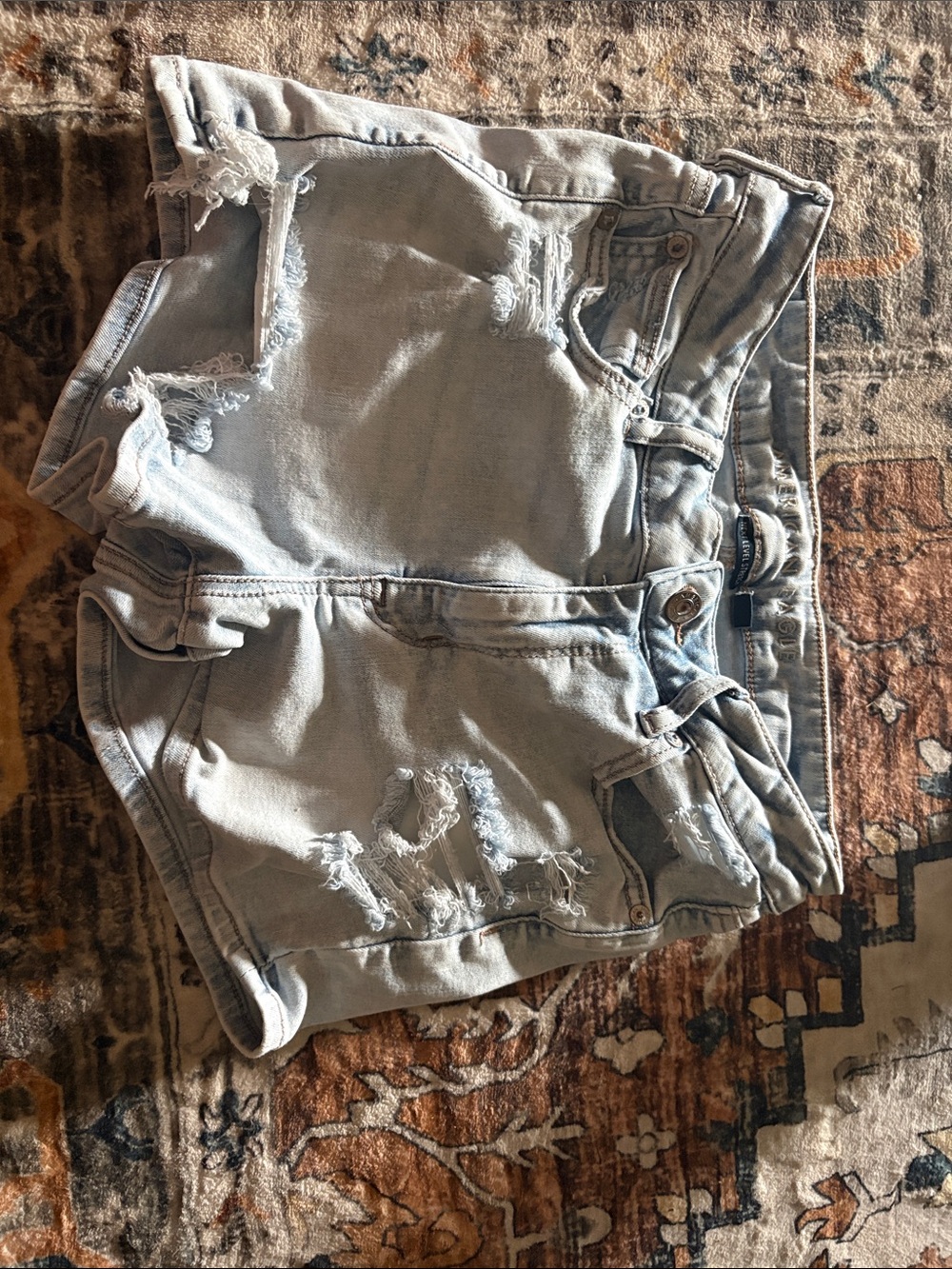 American Eagle Outfitters Light Wash Distressed Denim Shorts